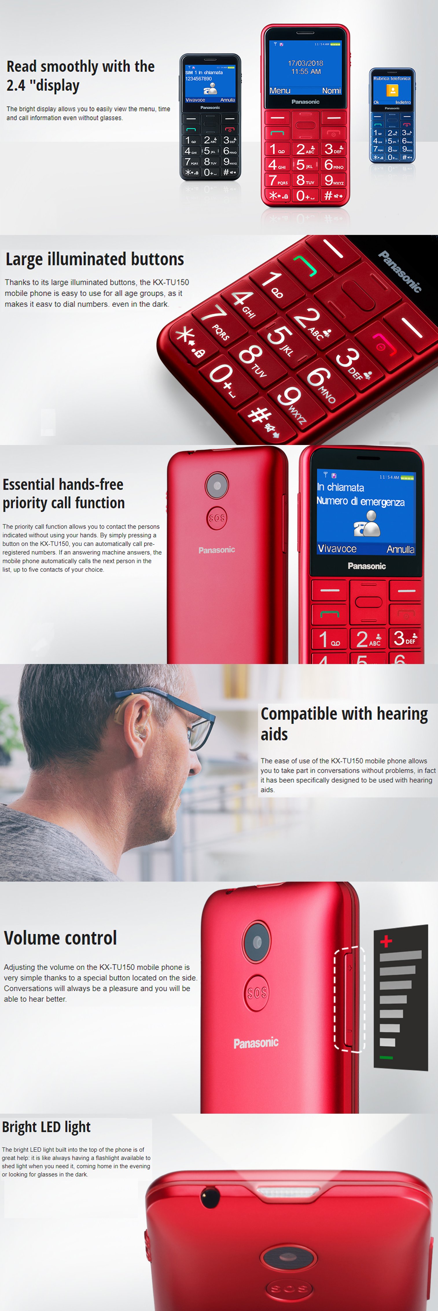 Panasonic Red Senior Phone