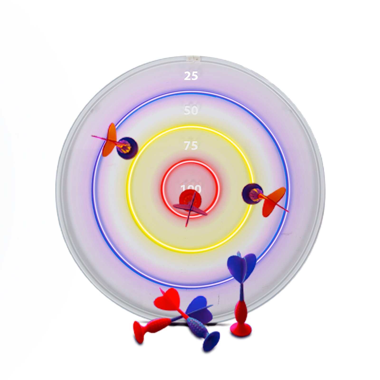 Music Hero LED wall dartboard with a neon effect and suction-cup darts2