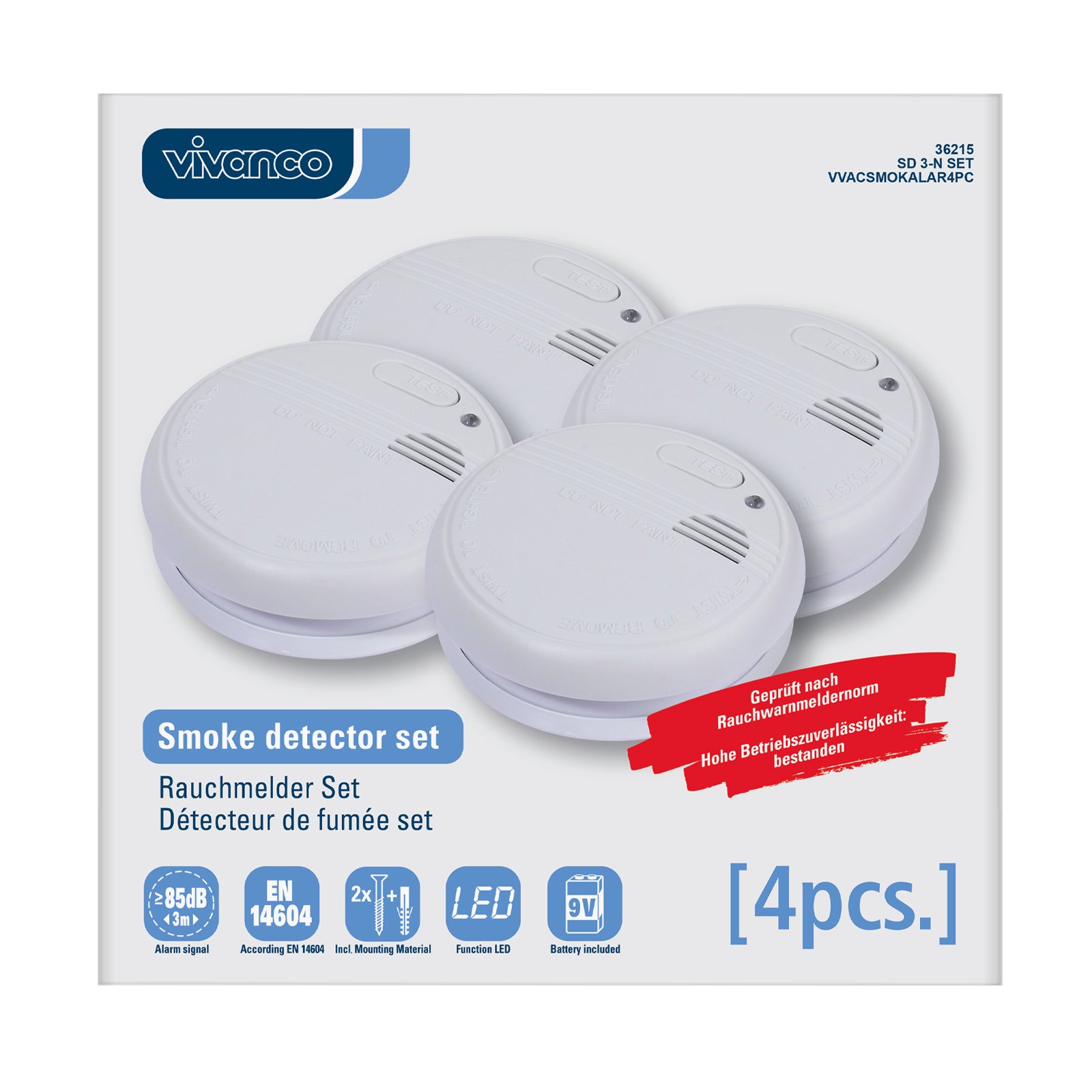 Vivanco 4pcs set photoelectric smoke alarm - Image 2